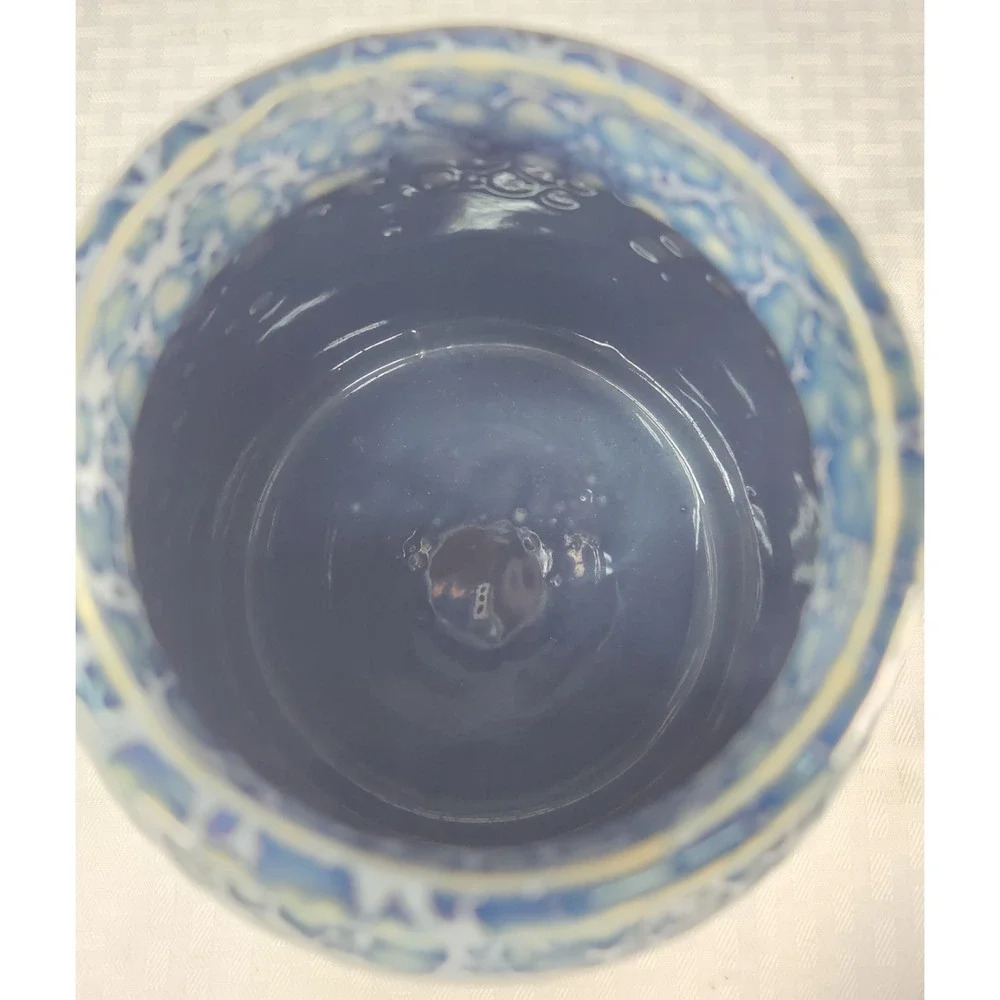 Pier 1 Vtg NWT Crystalline Blue Pottery Vase Textured Speckled Glaze Ceramic